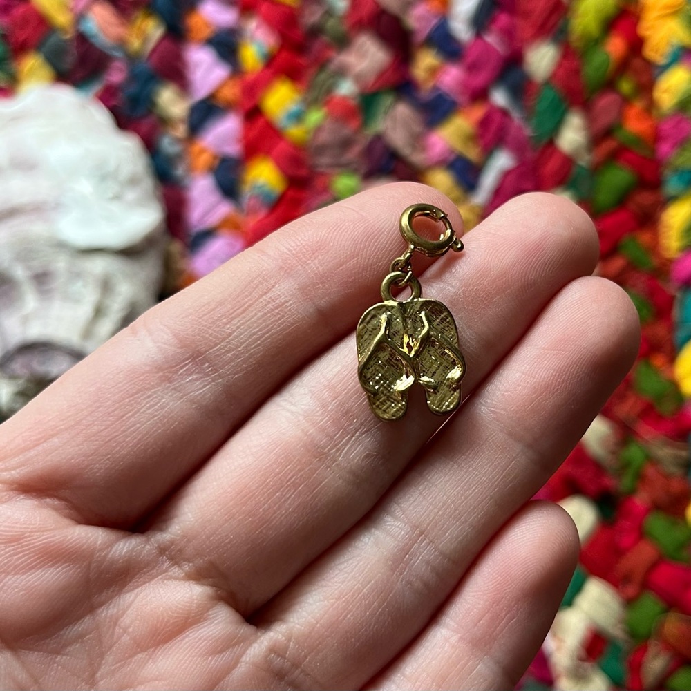 GOLD COASTAL FLIP FLOPS CHARM FOR CHARM BRACELET OR NECKLACE